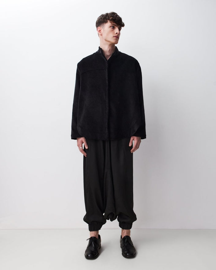 Corduroy Yolk Shirt (Black) - Harem London