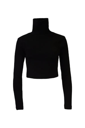 Cropped Turtleneck Top - Black - HaremLondon.com