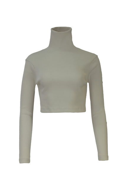 Cropped Turtleneck Top - White - HaremLondon.com